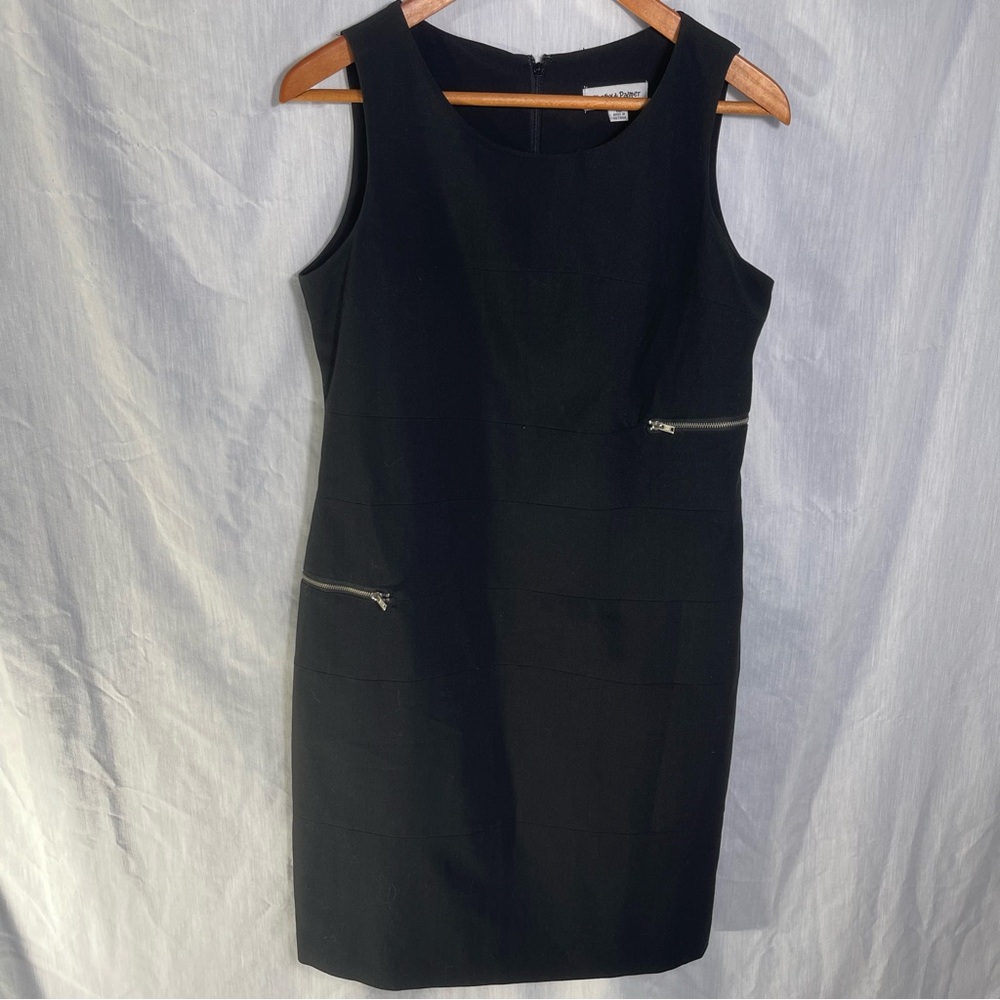Shelby Palmer Zip Accent Black Sheath Mini Dress/10